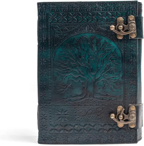 Vista 4 de TUZECH 600 Páginas Diario de Cuero Grande Hecho a Mano Diario de Cuero Grabado Árbol de la Vida Libro de Sombras Cuaderno de Escritura Siete Chakras