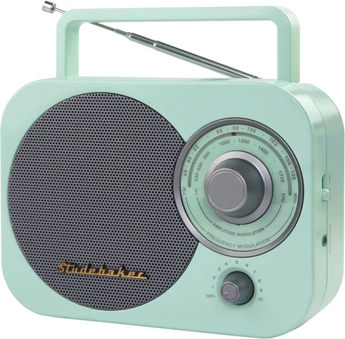 Vista 10 de Studebaker SB2000BG Retro Classic Radio portátil AM/FM (negro y dorado)