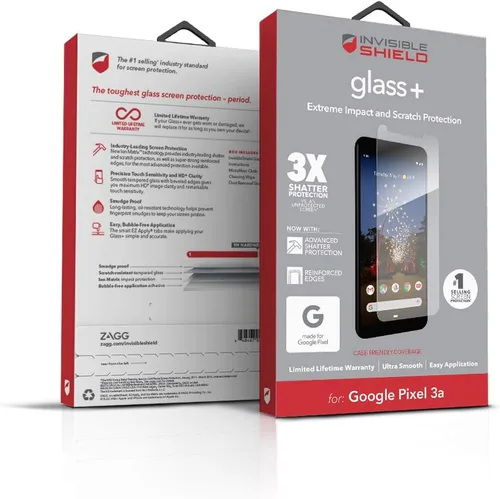 Vista 2 de ZAGG InvisibleShield Glass+ - Protector de pantalla de vidrio templado - Hecho para Google Pixel 3A - Compatible con fundas