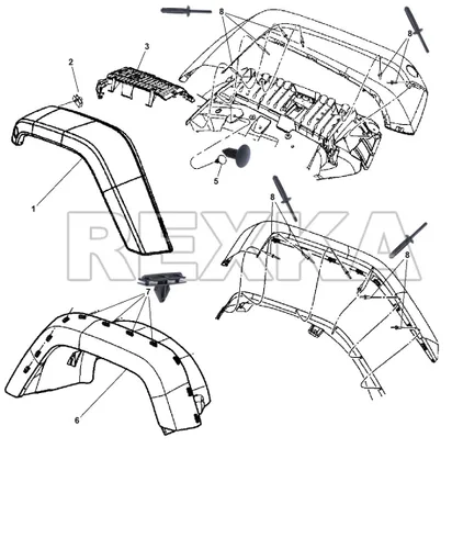 Vista 6 de Rexka Kit de Hardware de 60 piezas para Fender y Protector de Parrilla para Jeep Wrangler JK y Unlimited 2007-2018 JK 68039280AA 6030441 6506007AA