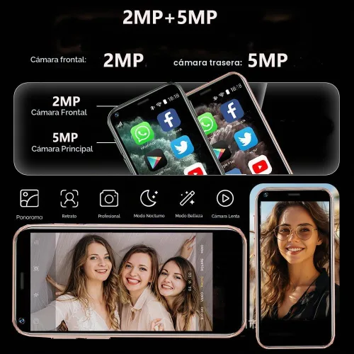Vista 4 de Longben Mini Smartphone Desbloqueado Teléfono Celular 2.5 Pulgadas Android 3G Pequeño Móvil Quad Core 2G+16G Teléfono Pequeño Dual SIM (Verde)