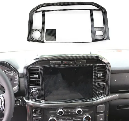 Vista 7 de Cubierta del panel de control central de fibra de carbono Tirm para Ford F150 2021+(aire acondicionado A/C)