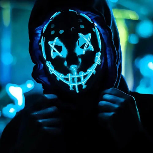 Vista 3 de ZLIXING Jason Mask Costume Led Purge Mask Light up Scary Halloween Costumes Mask for Men Women Adults Kids
