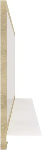 Vista 6 de Espejo rectangular de pared contemporáneo, espejo rectangular montado en la pared, espejo de baño blanco y roble Sonoma de 39.4 x 4.1 x 14.6