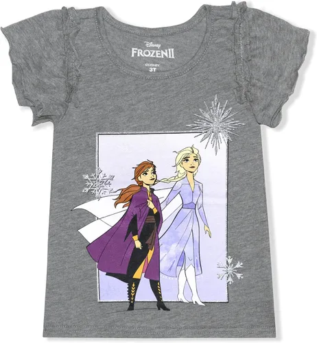 Vista 4 de Disney Frozen - Conjunto de camisetas y leggings Elsa, Anna y Olaf para niñas pequeñas y niños pequeños, color púrpuraazulgris