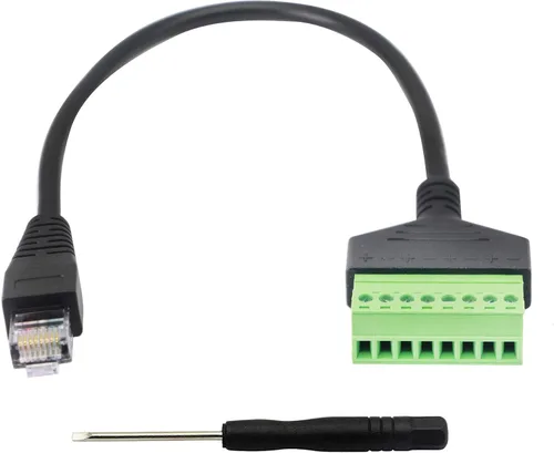 Vista 7 de XMSJSIY RJ45 8P8C hembra a adaptador de terminal de tornillo de 8 pines, extensor Ethernet Cat5/6/7, extensión de señal de red CCTV DVR Hembra a