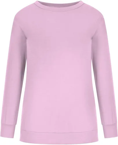 Vista 4 de Camisas de manga larga para mujer, cuello redondo, a la moda, sudaderas casuales, blusa estampada, ajuste holgado, suéter sin botones
