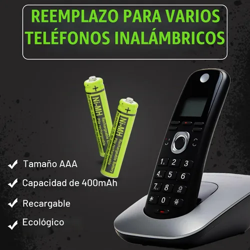 Vista 5 de RocketBus 2 paquetes de baterías de repuesto BK-40AAABU de 1.2V 400mAh para teléfono inalámbrico Panasonic