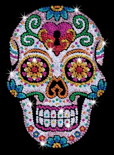 Vista 3 de Kit de fotos de arte de lentejuelas y calavera de azúcar, manualidades creativas para adultos y niños