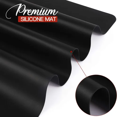 Vista 3 de LEOBRO Tapete de Silicona, 23.4" x 15.6" Tapetes de Silicona Negros para Manualidades, Moldes de Resina, Tapete de Masa de Juego, para Resina