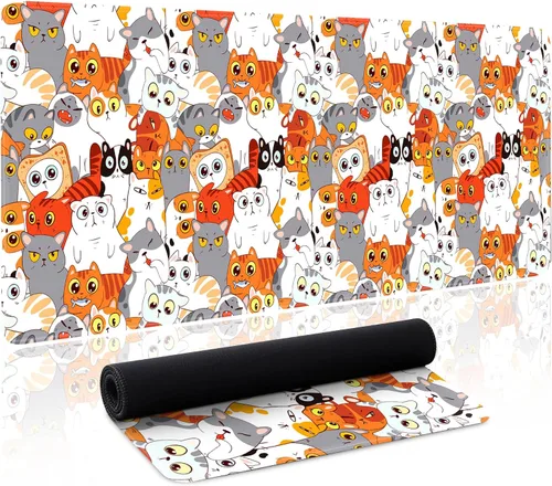 Vista 15 de Alfombrilla de mouse para juegos de mapa negro, alfombrilla de escritorio grande para teclado extendido, alfombrilla de mouse XL con base