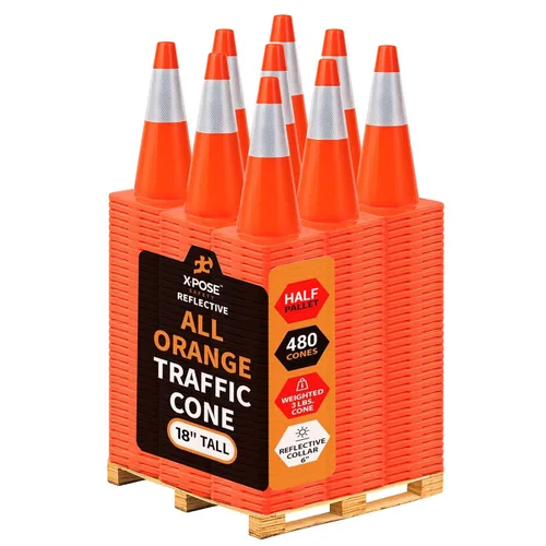 Vista 37 de Xpose Safety Conos de tráfico naranjas de 12 pulgadas con collar de 4 pulgadas, paquete de 4 conos de seguridad de plástico PVC multiusos