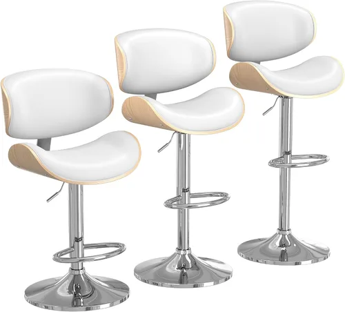 Vista 33 de YaFiti Taburetes de bar modernos giratorios, taburetes de bar altura de mostrador con respaldo para bar, cocina, comedor, color marrón