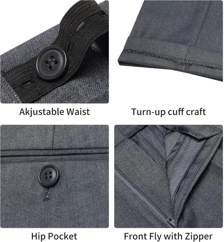 Vista 6 de Marvelous World - Conjunto de traje formal de corte entallado para niños, cintura ajustable