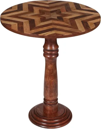 Vista 22 de Mesa auxiliar de madera rústica de 12 x 22 pulgadas, mesa auxiliar tallada a mano, mesa de noche con acabado quemado para dormitorio, mesa