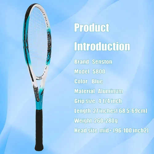 Vista 5 de Senston 27" Adult Tennis Racket, Durable Lightweight Vibration Dampening Anti-sweat ergonomic grip, aerospace aluminum frame, big sweet spot