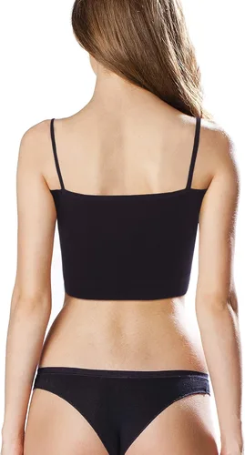 Vista 6 de Paquete de 4 camisetas cortas sin mangas para mujer, camiseta corta con tirantes delgados, camiseta básica deportiva, media camisola