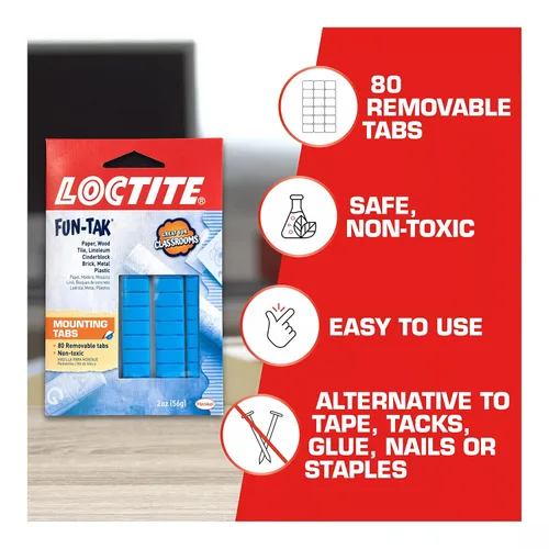 Vista 4 de Loctite 1865809 Fun-Tak Pestañas de montaje, 2 onzas, azul (paquete de 12)