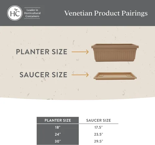 Vista 7 de The HC Companies Bandeja Rectangular Veneciana para Plantas - Platillo de 17.5" para Maceta de 18", Bandeja de Goteo de Plástico para Drenaje - Uso