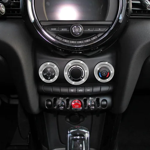 Vista 6 de TOMALL Bling - Botón de aire acondicionado AC, cubierta de botón compatible con Mini Cooper Countryman Clubman, cubierta para consola central