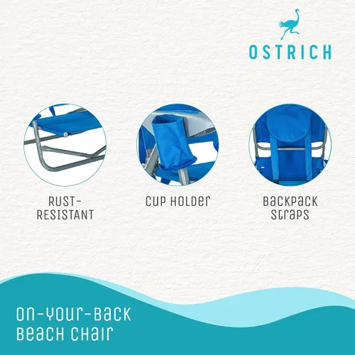 Vista 4 de Ostrich On-Your-Back - Silla de playa reclinable de 5 posiciones (paquete de 2)
