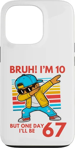 Vista 10 de Bruh I'm 10 But One-Day I'll Be 67 Retro 10th Birthday Kids Case for iPhone 17