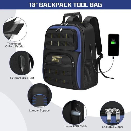 Vista 10 de AIRAJ - Bolsa de herramientas rodante de 21 pulgadas con ruedas y juego