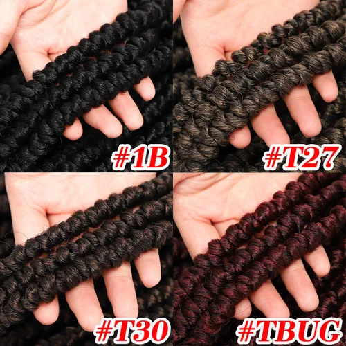 Vista 8 de Pelo de ganchillo senegalés pre primavera trenzado para mujeres negras, pelo sintético Passion Twist trenzado, pelo corto de 12 pulgadas rizado #1B