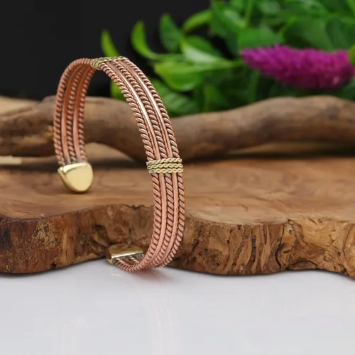 Vista 5 de Handmade Elegant Copper Bracelet for Women - Pure Copper Bracelet for Pain Relief and Stress Relief - Adjustable Entwisted Copper Bracelet to Fit
