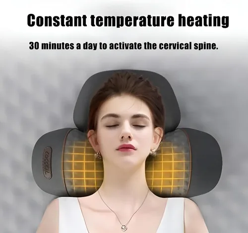 Vista 7 de Almohada de masaje cervical con calefacción 3 en 1 Soporte cervical de espuma viscoelástica Almohada de relajación para el hogar y la oficina