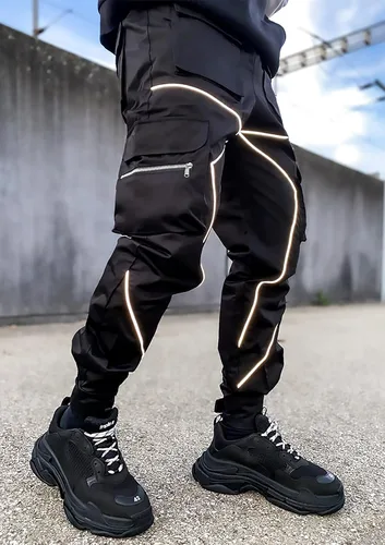 Vista 3 de DIOTSR Pantalones cargo para hombre Techwear Hip Hop Harem Pantalones deportivos con bolsillos Streetwear Punk Jogging