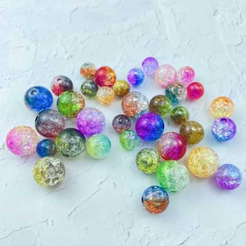 Vista 4 de 300 piezas cuentas de acrílico de 8 mm con grietas, cuentas redondas de cristal acrílico para hacer joyas, pulseras, collares, manualidades