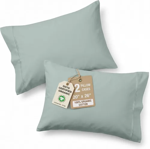 Vista 36 de Lane Linen - Juego de 2 fundas de almohada, 100% algodón orgánico, tamaño estándar, suaves, color blanco (20 x 26 pulgadas)