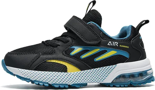 Vista 2 de Jinta Shoes Zapatos deportivos para niños y niñas, tenis deportivos, gimnasio, correr, correr, Azul