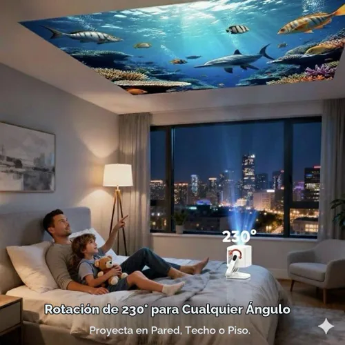 Vista 2 de Mini proyector inteligente con WiFi y Bluetooth, proyector portátil nativo 1080P Full HD con enfoque automático y Keystone, aplicaciones integradas