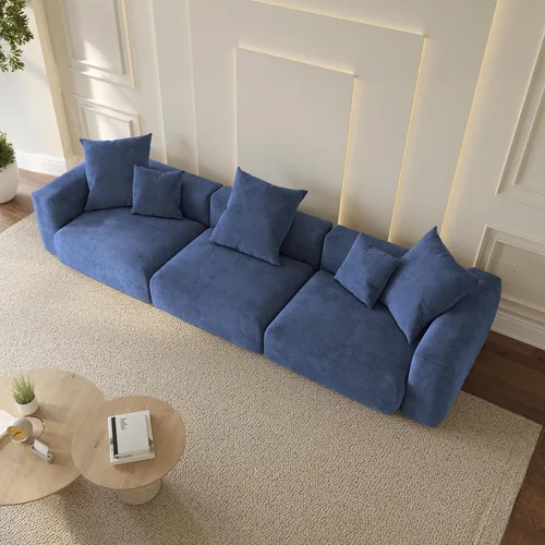 Vista 25 de WJShome Cloud Couch Sofá Seccional Modular, Sofá en Forma de L de 102 pulgadas con Otomana, Sofá de Pana Beige de 3 Asientos, Sofá Seccional