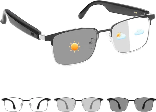 Vista 8 de Lentes inteligentes para hombres y mujeres, con audio Bluetooth y lentes fotocromáticas Open-Ear Built-in Mic & Speakers Touch Control Voice