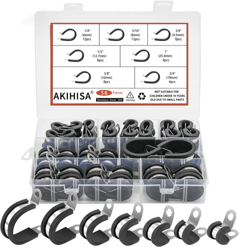 Vista 14 de AKIHISA 12 piezas de abrazaderas de cable de 1-1/2 pulgadas, abrazaderas de conducto de acero inoxidable 304, para cable, tubo, manguera, línea