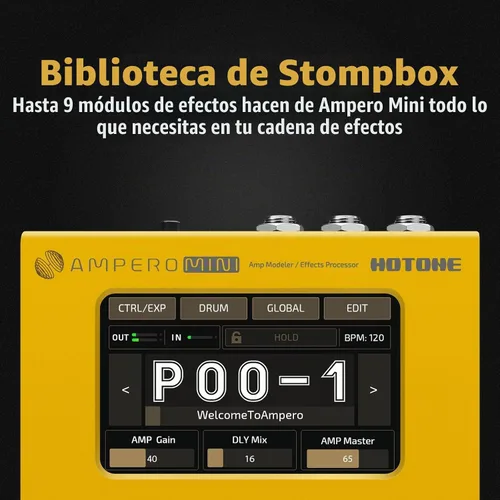 Vista 4 de HOTONE Procesador de múltiples efectos, pedal de guitarra, amplificador de bajo, modelado de gabinetes IR, simulación multiidioma estéreo, OTG