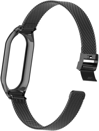 Vista 6 de Correa de reloj de metal compatible con Fitbit Luxe/Luxe SE de acero inoxidable con marco de bisel protector con diseño de malla de correa de muñeca