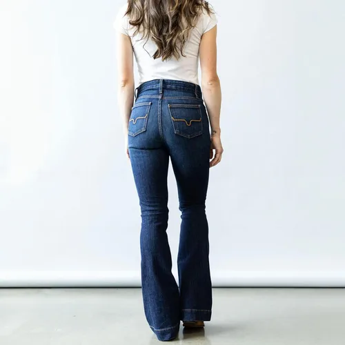 Vista 7 de Kimes Ranch Jennifer - Jeans de tiro ultra alto para mujer, color azul oscuro lavado