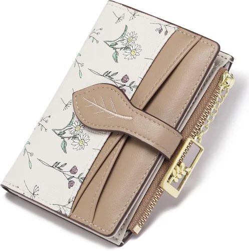 Vista 8 de GAEKEAO Billeteras pequeñas para mujer, con bloqueo RFID, plegable, de piel vegana, con bolsillo con cremallera, ventana de identificación