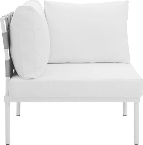 Vista 4 de Modway EEI-2601-WHI-WHI MO-EEI-2601-WHI-WHI Harmony Patio al aire libre Aluminio, sofá esquinero, blanco blanco