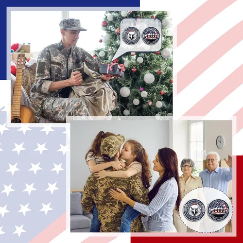 Vista 6 de Huquary 20 monedas militares de desafío para veteranos, monedas de agradecimiento por tu servicio, regalos para el día de los veteranos, regalos