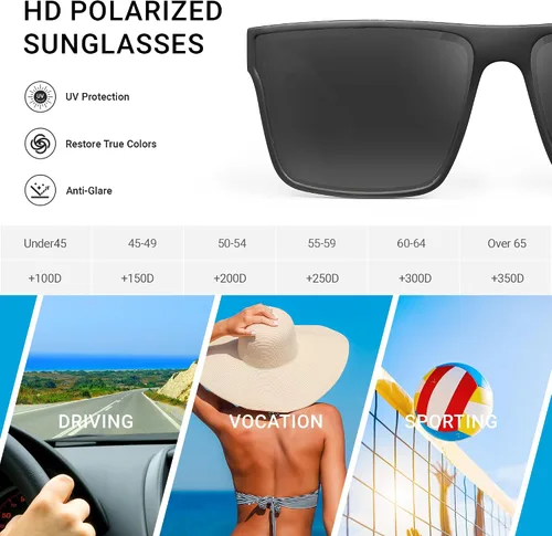 Vista 6 de JIM HALO Gafas de sol polarizadas retro para hombres y mujeres, parte superior plana cuadrada UV400, gafas para conducir, pesca, senderismo, golf