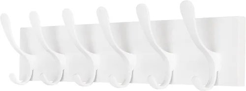 Vista 14 de SKOLOO Perchero de pared estilo escandinavo con 6 ganchos tallados en bloque de madera, colgador de pared para abrigos, sombreros, ropa, bufandas