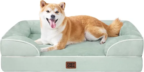 Vista 43 de EHEYCIGA – Cama ortopédica impermeable para perros pequeños, de espuma viscoelástica tipo caja de huevos, con bordes elevados y base antideslizante