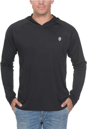 Vista 3 de Camisa de pesca para hombres de manga larga, con protección solar SPF 50+ UV, camiseta tipo sudadera Negro