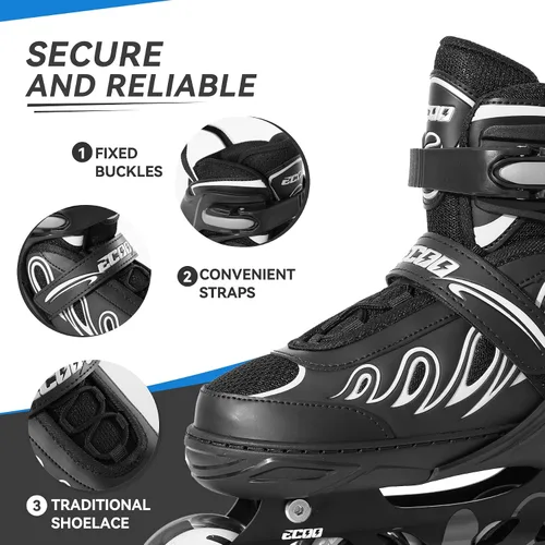 Vista 5 de Patines en línea para niñas y niños de 5 a 8 años, 8 a 12 años, ruedas iluminadas, tamaño ajustable, para niños, adultos, mujeres, exteriores