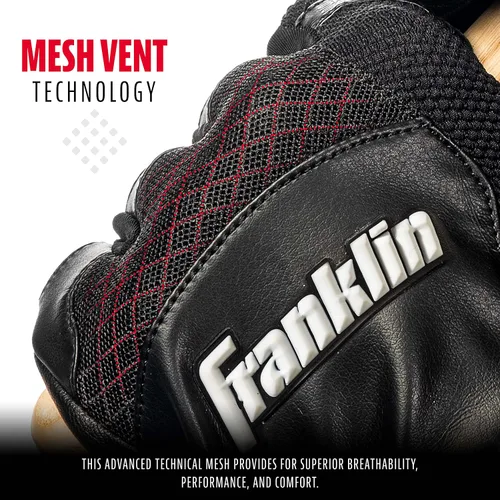 Vista 4 de Franklin Sports MLB - Guantes de bateo Shok-Sorb X para béisbol y sóftbol - Guantes de bateo acolchados sin picazón para adultos y jóvenes - Varias